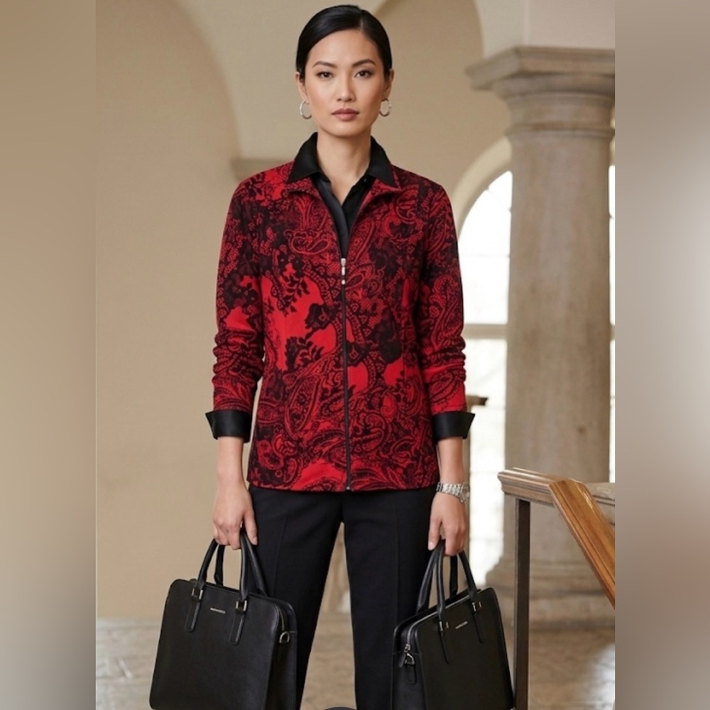 Allison Daley Paisley velvet floral Jacket S Whymsigoth rave office formal
